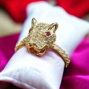 Chic Jeweled Panther Costume Ring